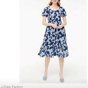 J.Crew Tiered poplin puff-sleeve midi dress